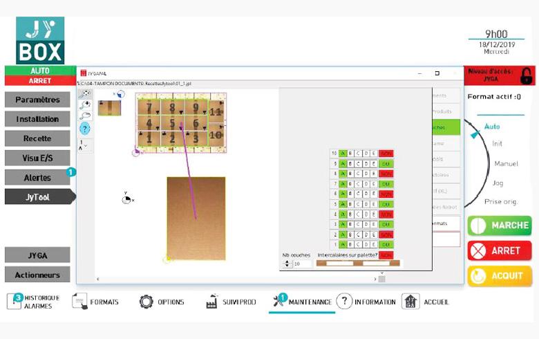 Page du logiciel JY'TOOL pour gérer les couches d'intercalaires