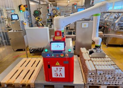 Palettiseur cobot de caisses ouvertes
