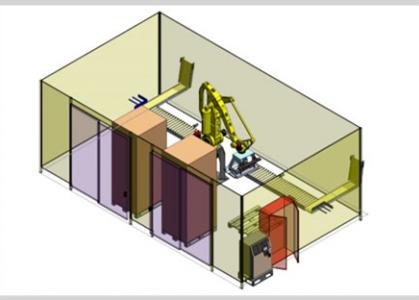 ilot de palettisation robotisée multilignes