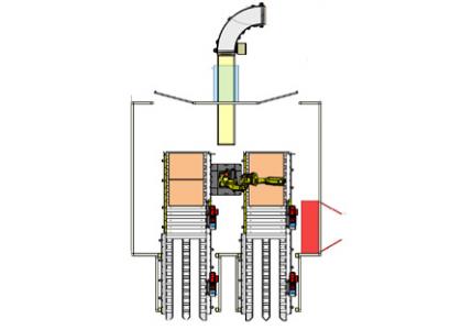 plan 2d emboxage de sachets de pâtes