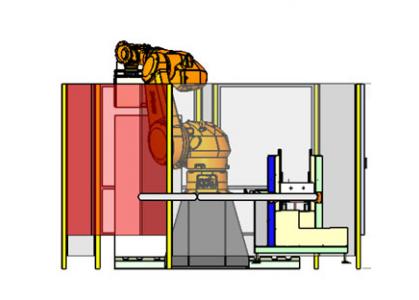 Plan 2D vue de profil du palettiseur compacte de caisses en bois