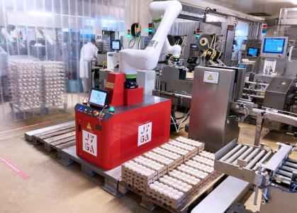 Robot collaboratif de barquettes ouvertes