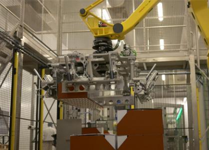 Robot palettiseur de casses PAV pour le secteur charcuterie