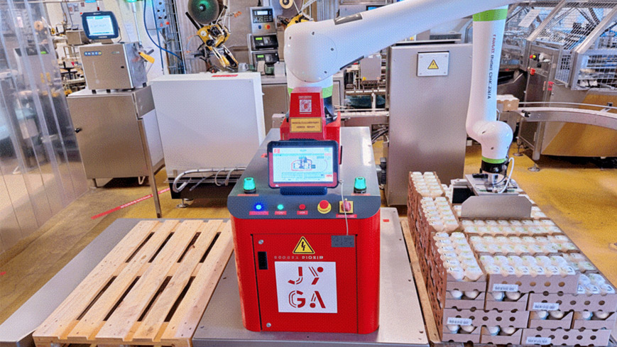 Palettiseur cobot de barquettes ouvertes