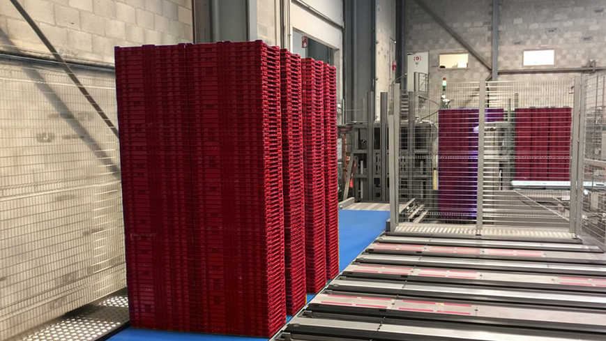 Palettiseur de bacs plastiques pliables - JYGA