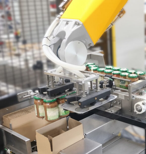 Encaissage et Palettisation robotisés de pots en verre | JYGA