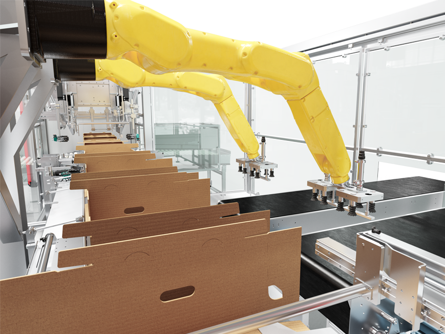 Encaisseuse wrap multiformat de caisses avec robot d'encaissage - JYGA